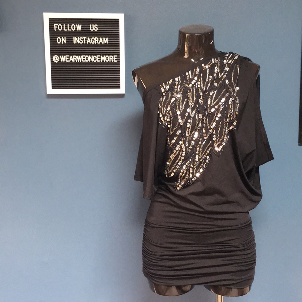 Asymmetrical Sequins Detailed Tunic/Dress